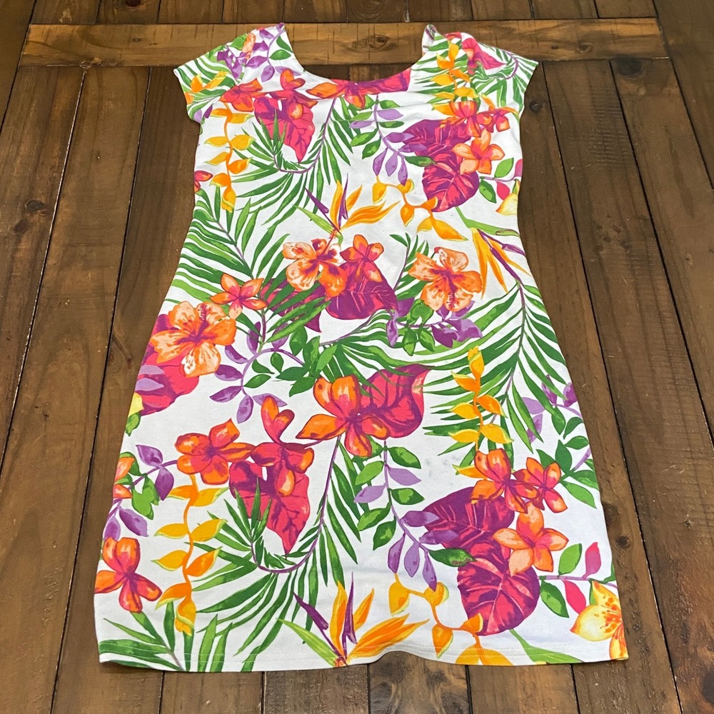 Tommy‎ Bahama Marabella Blooms floral dress Medium Tropical Hibiscus Resort Wear
